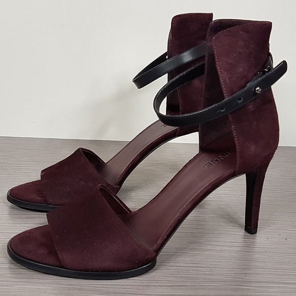 Vince 'Giustina' Ankle Strap Sandal, Wine Suede Womens Size 7.5 / 38 - Picture 1 of 10